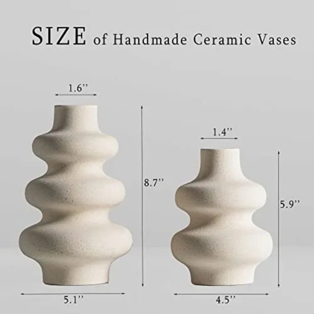 Ceramic Vases Set 2, Modern‎ Home Decor, Off White  Neutral